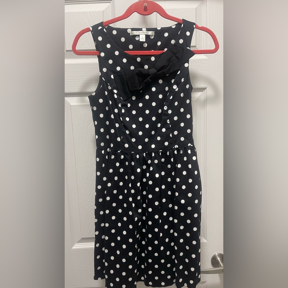 LC Lauren Conrad Black Dress with White Polka Dots